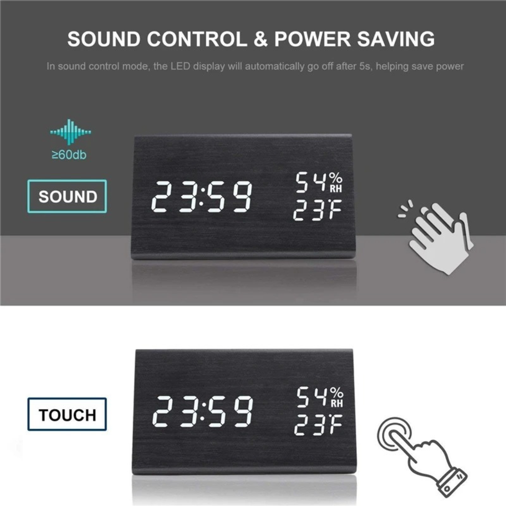 The Woodora LED Digital Bedside Alarm Clock