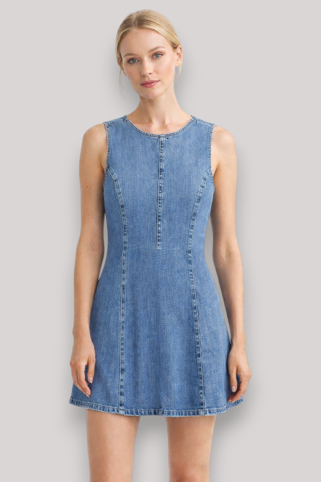 The Isla Women's Mini Denim Dress Sleeveless Round Neck