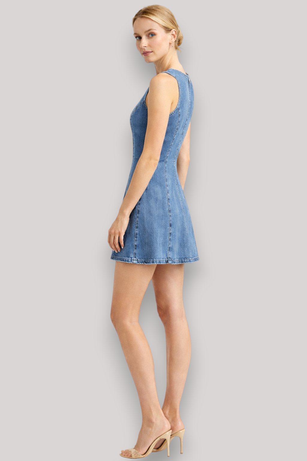 The Isla Women's Mini Denim Dress Sleeveless Round Neck