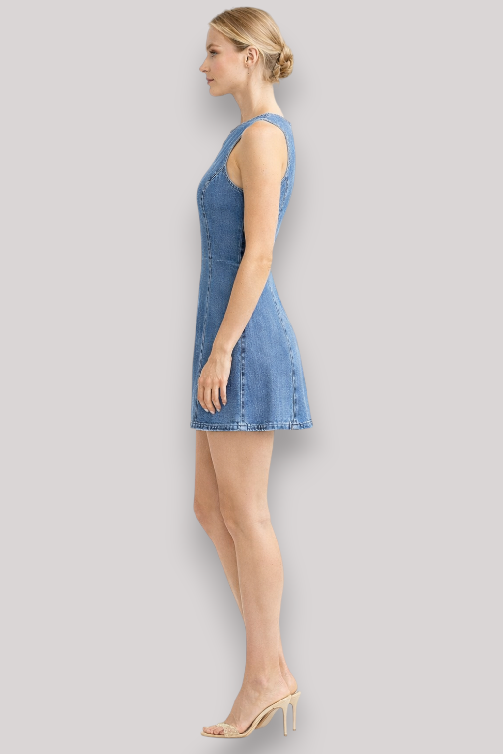 The Isla Women's Mini Denim Dress Sleeveless Round Neck