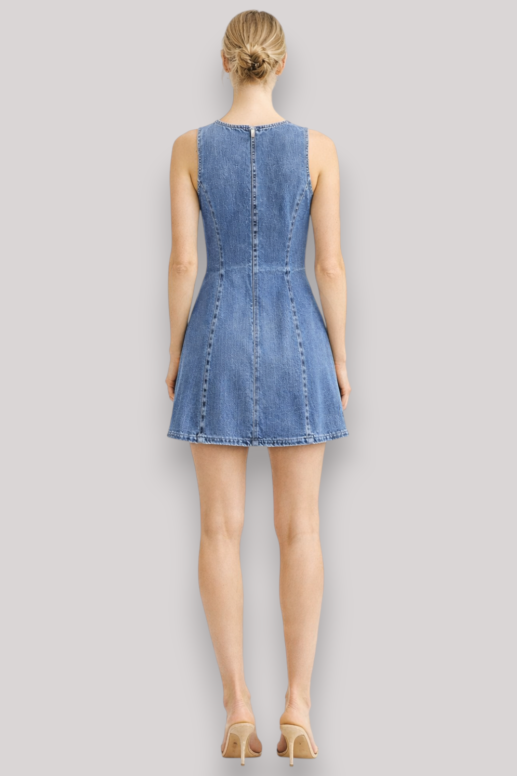 The Isla Women's Mini Denim Dress Sleeveless Round Neck