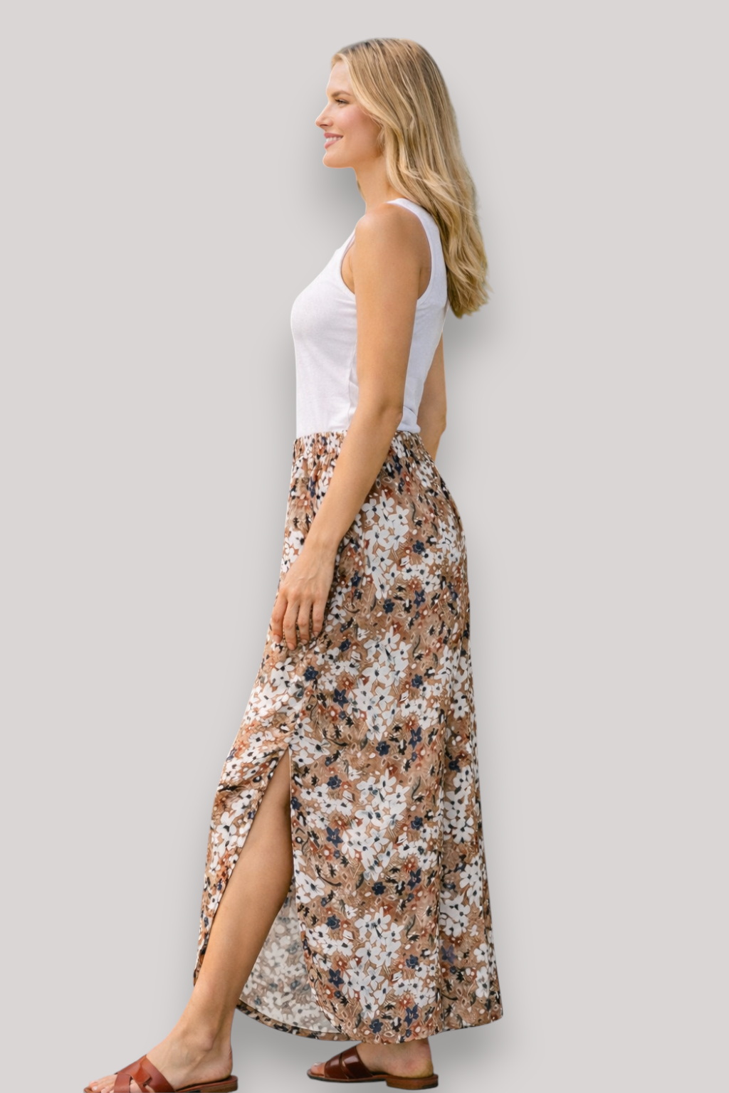 The Maribel Floral Wide Leg Trousers High Waist Elastic Fit Holiday Pants