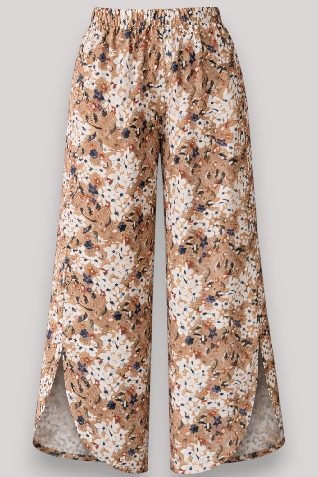 The Maribel Floral Wide Leg Trousers High Waist Elastic Fit Holiday Pants